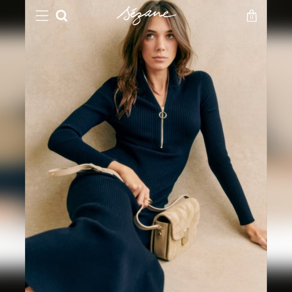 Sezane Alina navy dress